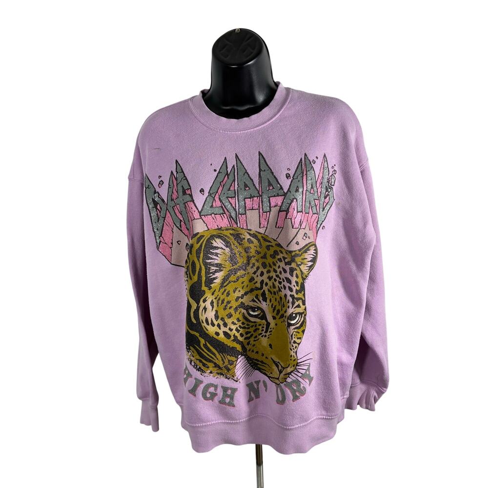Def Leppard High N’ Dry Pink Crewneck Sweatshirt M